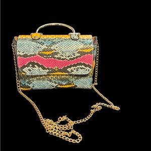 Multicolor Snake Print Chain Bag